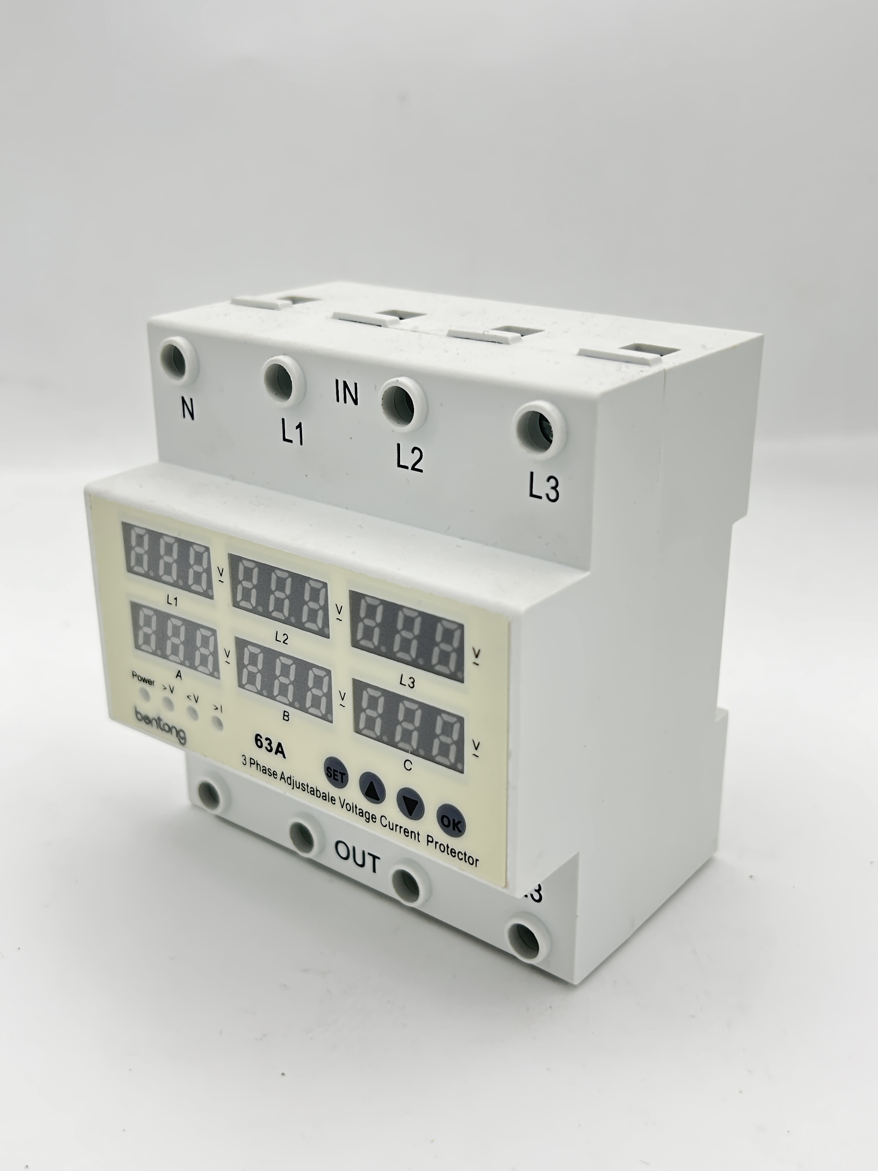 Bentong 3P adjustable voltage current protector 63A